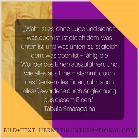 „Was oben ist, ist gleich dem unten“ Die Inschrift der .